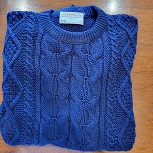 Lord Jeff vintage navy blue cable knit pullover Xlarge